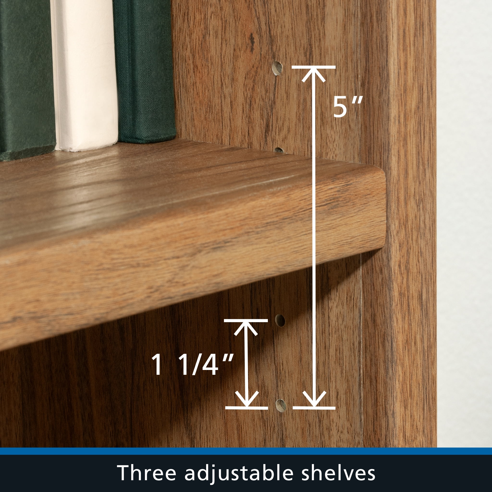 Mainstays Westley 5 Shelf Bookcase with Doors, Warm Walnut Finish