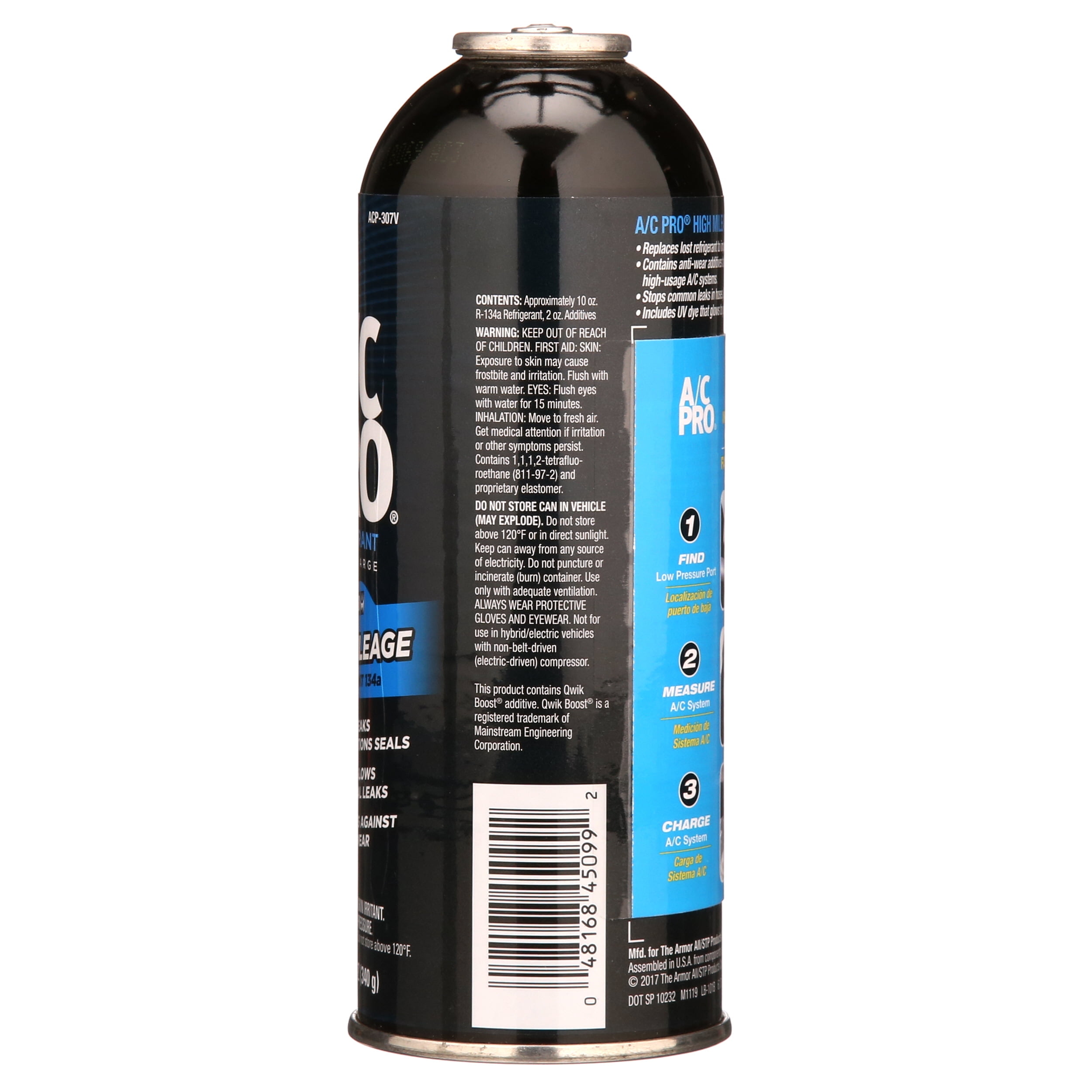 (2 pack) A/C Pro High Mileage R-134a A/C Recharge Auto Air Conditioner Refrigerant Refill - 12oz