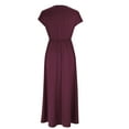 thumbnail image 6 of qolati Maxi Dresses for Women 2024 Boho Wrap V Neck Short Sleeve A Line Long Maxi Dress Elegant Ruched High Waisted Flowy Party Cocktail Dresses, 6 of 7