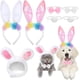 thumbnail image 1 of Set de disfraces para mascotas de Pascua: conejito con flor de zanahoria y gorro con cinta para la cabeza 7pc – accesorios ajustables de cuello de poliéster para gatos, perros, gansos, fotos festivas, 1 of 6