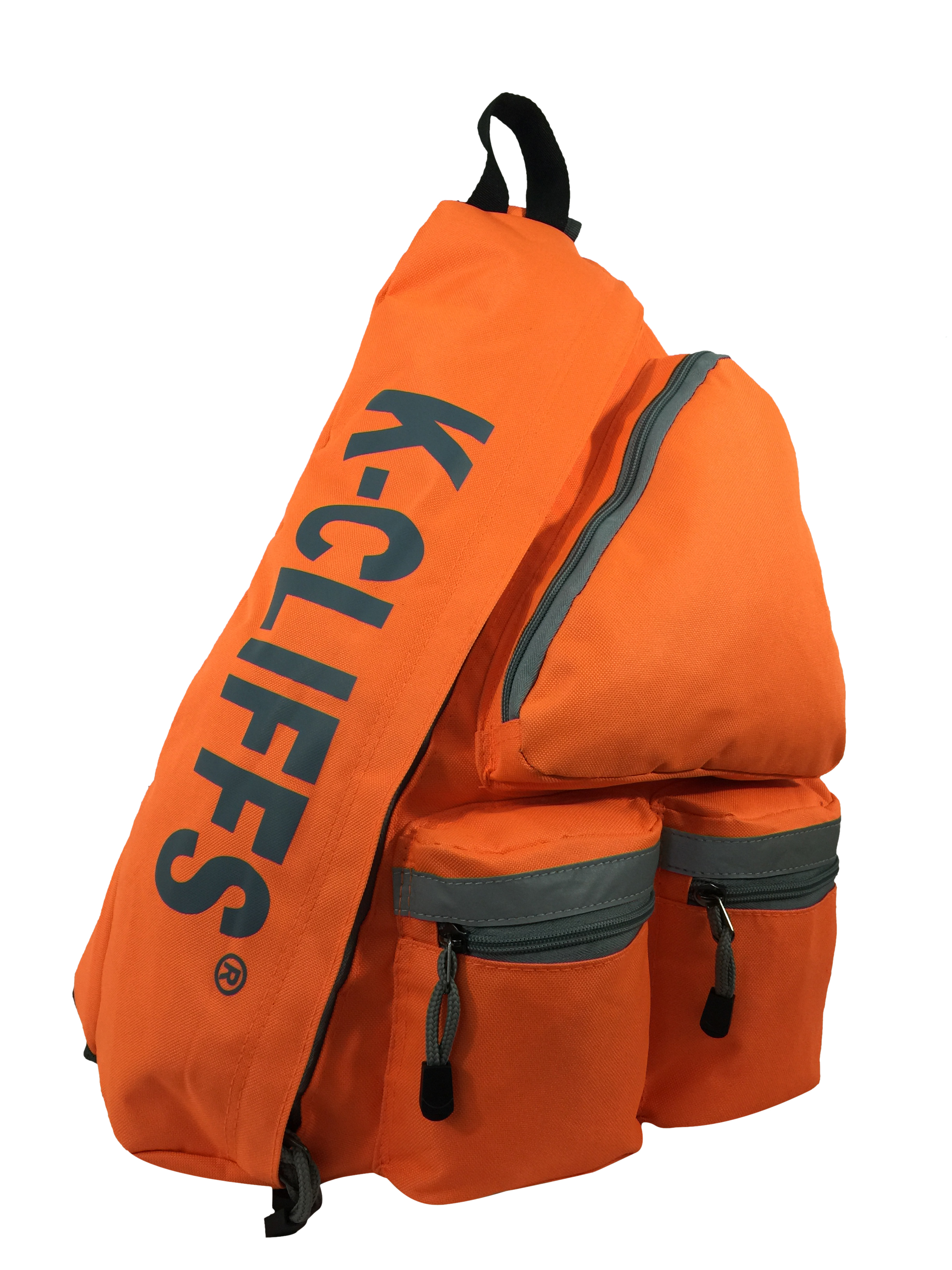 K-Cliffs 20 inch Unisex Reflective Sling Backpack Bright Orange Student Bookbag Travel Daypack Safety