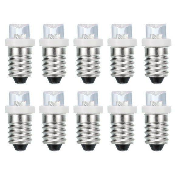 Uxcell 3V/0.17A E10 Mini LED Light Bulbs, 10Pcs Miniature Screw Bulbs White Light