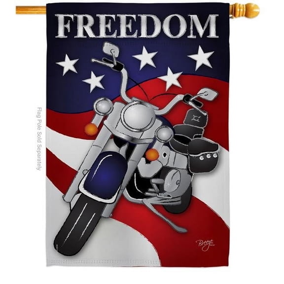 Breeze Decor H111045-BO 28 x 40 in. Freedom American Star & Stripes Vertical House Flag with Double-Sided Decorative Banner Garden Yard Gift