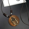 thumbnail image 2 of Wooden Alloy Vintage Leather Rope Sweater Chain Cotton Hemp Garment Pendant Long Ladies Necklace-F-type Pixiu, 2 of 6