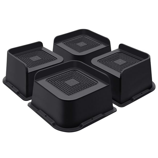 ANNKUT Elevadores de cama de 3 pulgadas, elevadores de muebles resistentes para cama, escritorio, mesa, sofá, sofá, elevadores de cama de gran tamaño, soportan hasta 5000 libras (paquete de 4 negros)