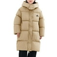 thumbnail image 2 of AHTJRT Boy's Long Winter Jacket Full Button Down Solid Color Outerwear with Pockets Thermal Heavyweight Hooded Snow Jacket Khaki 14-15 Years, 2 of 9