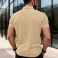 thumbnail image 4 of Men Short Sleeve Polo Shirt Casual Summer Collar Shirts Dress Button Polo T Shirt Classic Golf Shirts Khaki XL, 4 of 4