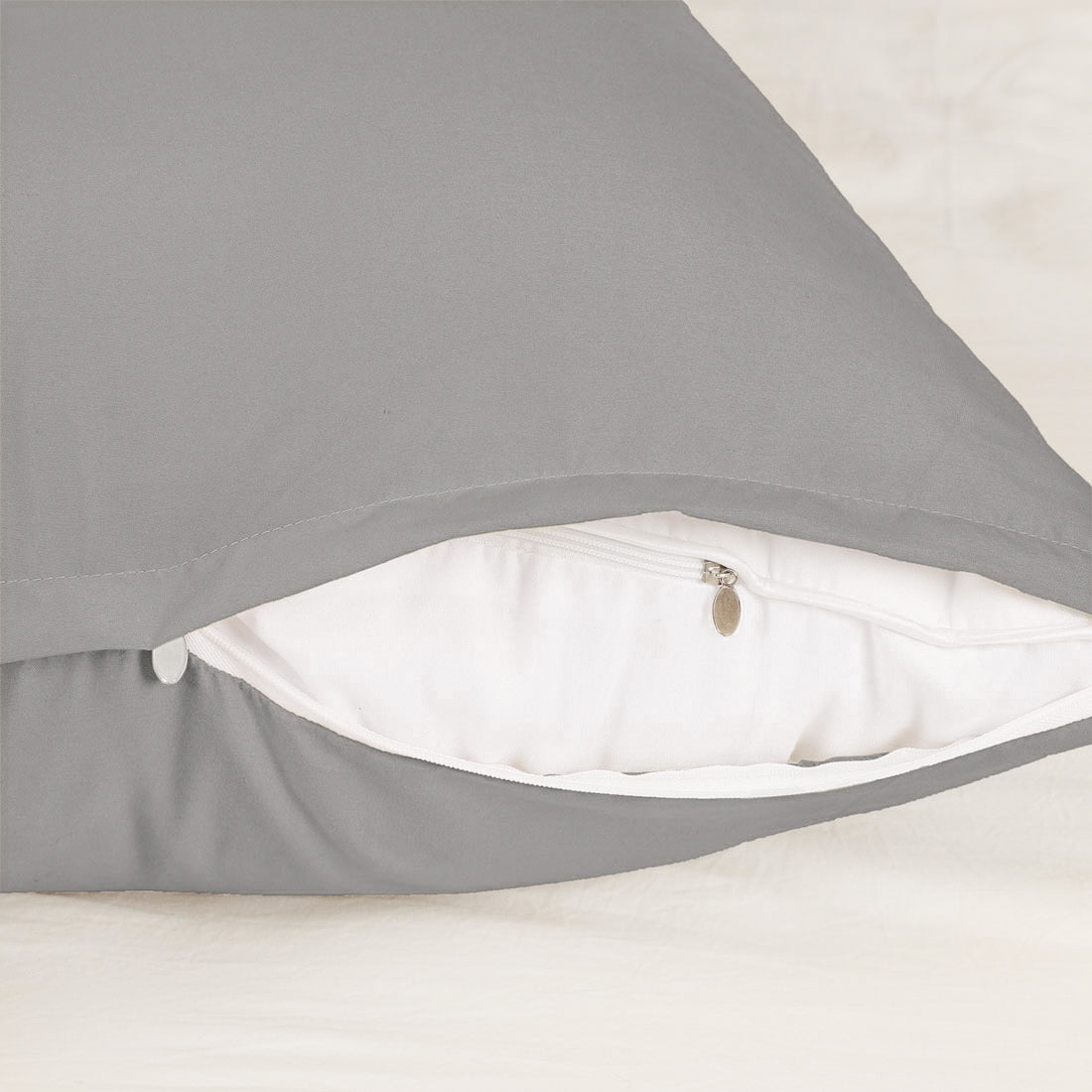 Unique Bargains Pillowcases Zippered Microfiber Body Pillow Cover Grey 20" x 48"