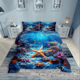 thumbnail image 2 of Erosebridal Sealife Starfish Comforter Sets Queen Size,Underwater World Bedding Queen Comforter Set,Wildlife Bedroom Decor,Reversible,Super Cozy,3-Piece, 2 of 7