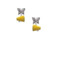thumbnail image 2 of Delight Jewelry Silvertone Small Yellow Megaphone Silvertone Antiqued Butterfly Post Earrings, 2 of 4