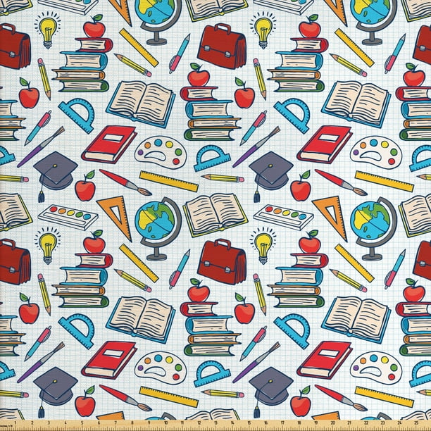 School Fabric by The Yard, Elementary School Theme Student Supplies