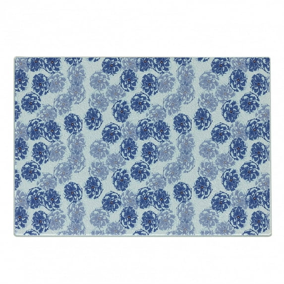 Floral Cutting Board, Vintage Style Spring Flora Watercolor Style Peony Silhouettes, Decorative Tempered Glass Cutting and Serving Board, in 3 Sizes, by Ambesonne