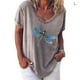thumbnail image 1 of Guardurnaity Camisa de manga corta con cuello en V y estampado de libélula para mujer Prendas para la parte del cuerpo Gris L Guardurnaity AP002002-35, 1 of 3