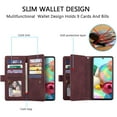 thumbnail image 2 of Wallet Phone Case for Samsung Galaxy A51(4G), Retro Matte 9 Card Holder Slots Zipper Pocket Case PU Leather Magnetic Closure Kickstand with Wrist Strap Shockproof Folio Flip Case-Wine Red, 2 of 16