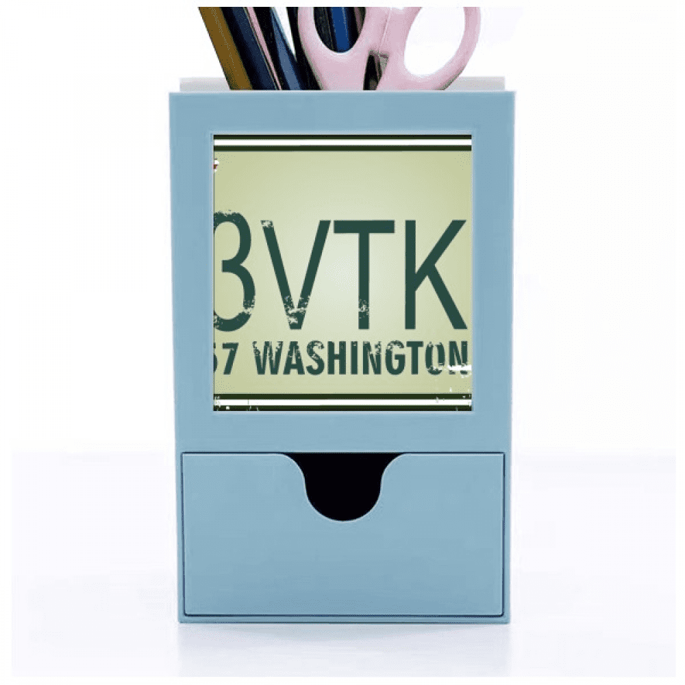 American USA Car Number Pattern Desk Supplies Organizer Pen Holder Card