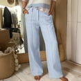 thumbnail image 2 of RUTAYY Women's Pants Comfortable Solid Color High Waist Straight Wide Leg with Pocket Casual Everyday Wear Trendy Vibrant Trousers, 2 of 5