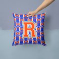 thumbnail image 2 of Letter R Football Green, Blue and Orange Fabric Decorative Pillow, 2 of 4