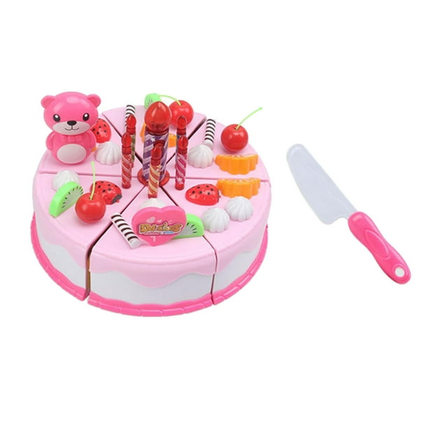 Kids Birthday Cake Toy for Baby with Candle Cutter & Fruit