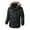 Black, variant on Men's Casual Solid Zipper Pocket Long Sleeve Coat Furry Collar Hat Detachable Parkas Warm Coat