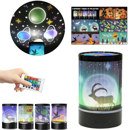 

RTR Bedside Night Light Rechargeable Children Baby Nursing Table Lamp Gradual Rotating Starry Projector Animated Hanging Lamp With Remote Control For Bedroom Decor Black