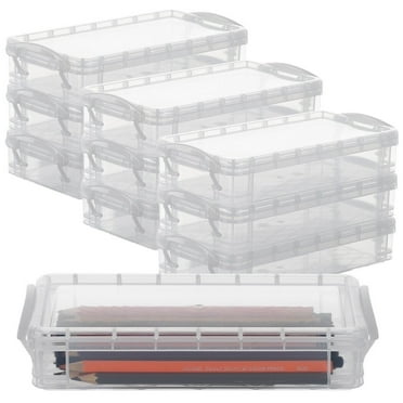 10 Pcs Clear Pencil Boxes, Stackable Plastic Pencil Cases, Large Capacity Pencil Storage Organizers with Snap-tight Lids