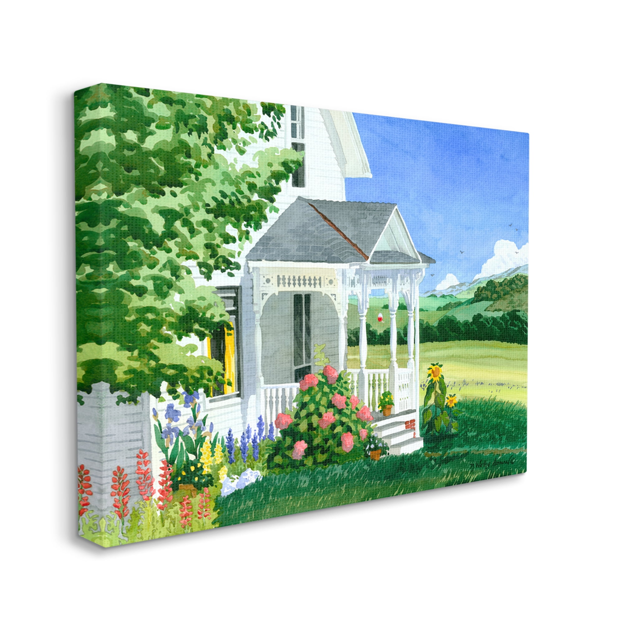 Stupell Industries Cottage Garden Painting Nature Painting Gallery Wrapped Canvas Print Wall Art, 40 x 30