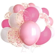 50Pcs Pink White Balloons Set and 12 Inches Rosegold Confetti Balloons Latex Helium Balloons for Wedding Birthday Party Bridal Shower Baby Shower Birthday Party Decorations Supplies