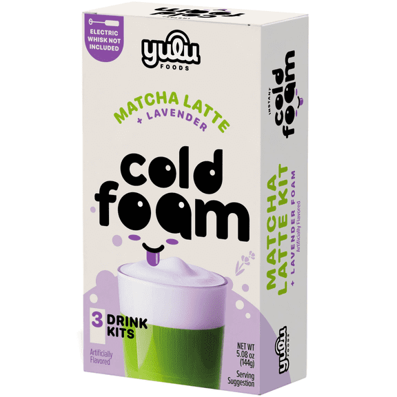 Yulu - Instant Cold Foam Latte Kit - Matcha Latte w/ Lavender Cold Foam 3 SETS NET WT 5.08 oz (144g)