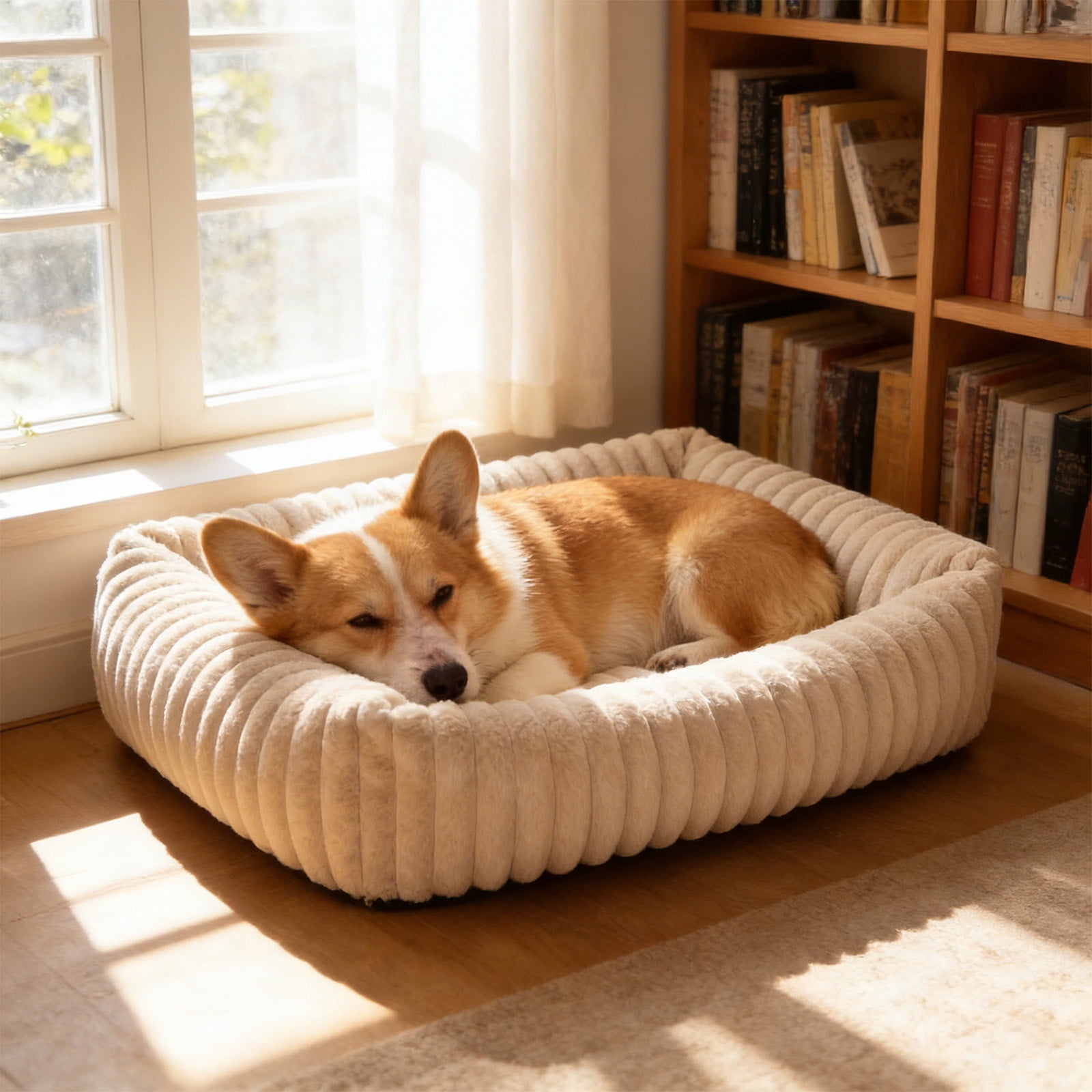 Orthopedic Dog Bed Plush Pet Sofa Bed Warm Crate Pad, Cozy Dog Cat Bed for Small Medium Large Dogs, Thick Cushion Washable Kennel Mat Non Slip Sleeping Bed Durable Comfort