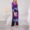 thumbnail image 3 of Balery Purple Moon Tree Night Sky Conjunto de Pijama con Estampado para Mujer, Conjunto de Dos Piezas con Manga Larga, Ropa de Dormir Suave con Bolsillos, Pijamas Cómodos-Medium, 3 of 7