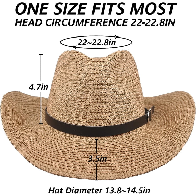 Straw Cowboy Hat with Chin Strap, UPF 50+ Sun Protection, Adjustable Sizing Adjustable Straw Cowboy Hat for Men Women, Western Cowgirl  main image 2