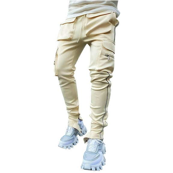 gakvov Cargo Pants For Men Men's Multi-pocket Reflective Straight-leg Sports Casual Overalls