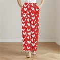 thumbnail image 4 of Vetsdori Womens Flannel Pajamas Pants Fleece Pj Bottoms Casual Soft Sleepwear Wide Leg Holiday Lounge Pants for Women Valentine Printing, 4 of 5