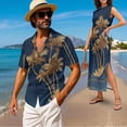 thumbnail image 2 of Yuyamidu His and Hers Matching Outfits Palm Tree Shirt Men Button Down Shirts Womens Hawaiian Dresses Men's Short Sleeve Shirt Summer Dresses for Women 2026 Maxi Loose Crew Neck Dress Men's 5XL, 2 of 7