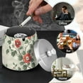 thumbnail image 4 of Yayeee Ashtray with Lid for Cigarette Smokeless Stainless Steel Home Ash Holder, Red Floral Pattern, 4 of 7