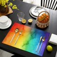 thumbnail image 4 of Rainbow Tie Dye Ink Pattern Summer Placemats Table Placemats Set Of 4-Linen Kitchen Washable Placemats Table Mats 11.8"x17.7" Non-Slip Heat Resistant, 4 of 6