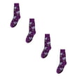 thumbnail image 2 of 4 Pairs Halloween Socks Women Teen Girls Novelty Pattern Crew Socks Halloween Gifts for Women Casual Comfy Women's Socks Purple One Size, 2 of 4