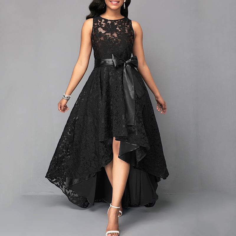 Plus Size Womens Ladies Hi Lo Dip Hem Asymmetric Lace Chiffon Belted Midi Dress Plus Size Womens Ladies Hi Lo Dip Hem Asymmetric Lace Chiffon Belted Midi Dress