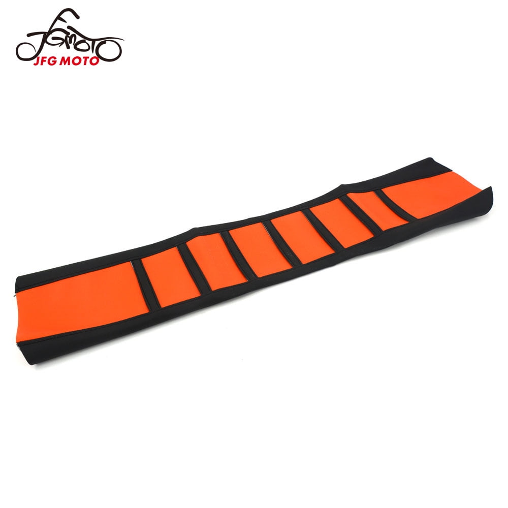 JFG RACING Universal Seat Cover Orange Rubber Ribbed Gripper Soft Seat Skin For KTM All Bike Dirt Motorcycle 
