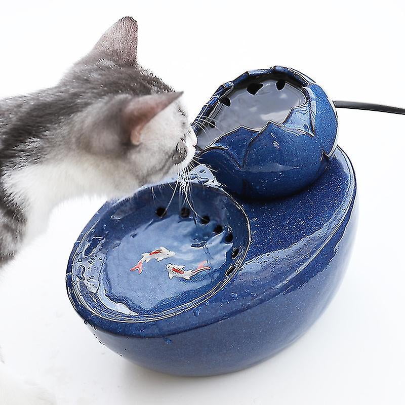 Cat Fountain Ceramic Pet Water Dispenser Lotus Vertical Cat