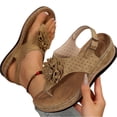 thumbnail image 3 of Beach Sandals, Orthopedic Sandals for Women Flip Flops With Arch Support Comfortable Flower Wedge Sandals Casual Non Slip Back Strap Summer Beach Flip Flops, Brown 8.5, 3 of 8