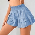 thumbnail image 5 of CAIVO Women Summer Fashion Waist Cinching Ruffle Casual Shorts Loose Fit Beach Bottoms Boho Outdoor Work Solid Color Bottoms, 5 of 7