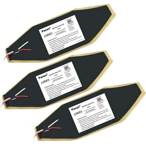 Facon 3"x 8" RV Elbow Pipe Heater Pad (3-Pack) - 12V Tank Heater for 1-1/2" Pipes - Freeze Protection for RV/Camper/Trailer - Patent Certified