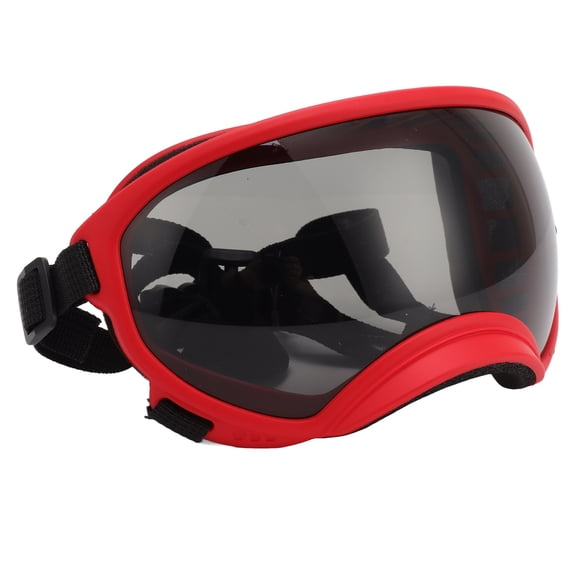 Gafas para perros a prueba de viento, a prueba de rayos ultravioleta, a prueba de polvo, correa ajustable, gafas de sol duraderas para perros para razas grandes, montura roja y gafas negras