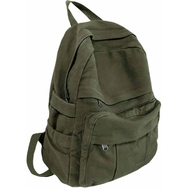 Mochila de lona para mujer, estilo retro, estética, básica, para estudiantes de secundaria/universitarios, viajes, portátil