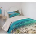 thumbnail image 2 of Ambesonne Romantic Quilted Coverlet 2 Pcs, Tahoe Snowy Mountain, Twin Size, Pale Blue Green Eggshell, 2 of 5