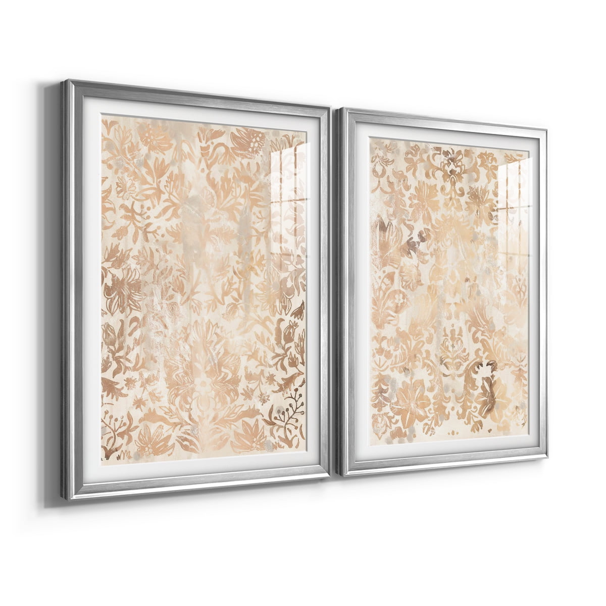 Wexford Home Walnut Damask I Premium Framed Print, 26.5" x 36.5" - Ready to Hang, Silver (Set of 2)