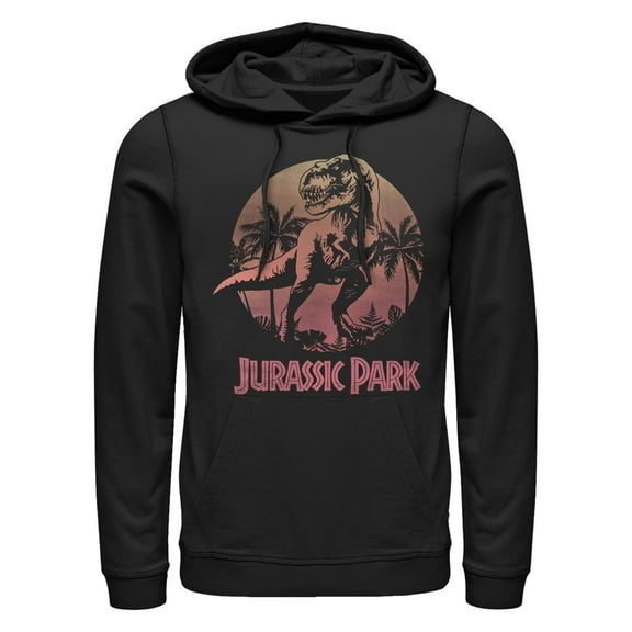 Men's Jurassic Park T-Rex Sunset Logo Pull Over Hoodie