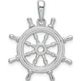 thumbnail image 3 of Sterling Silver Polished Cut-Out 3D Ships Wheel Pendant (Width 24) (Length 27.17) - Jbsp, 3 of 3