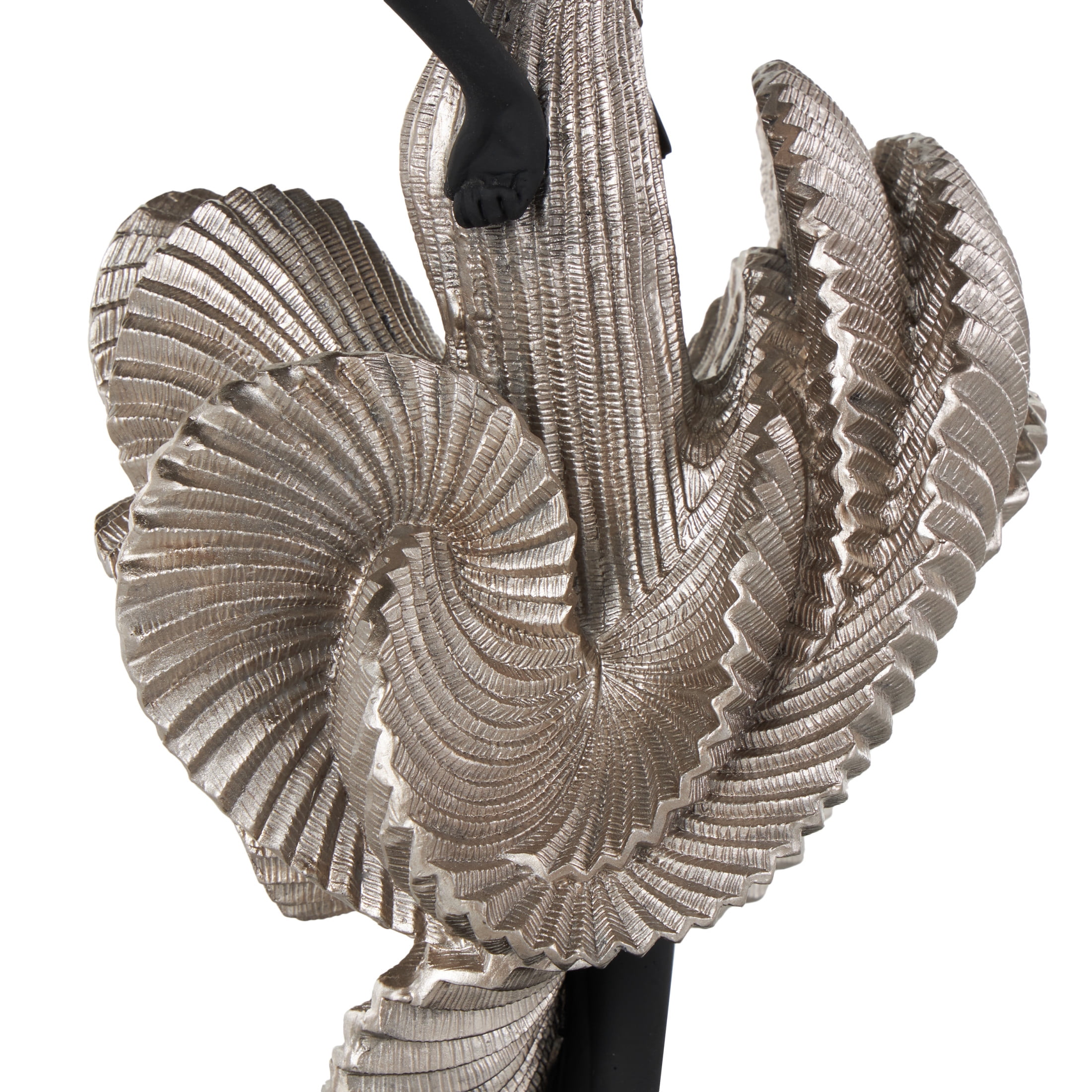 6" x 14" Black Polyresin Dancer Sculpture with Silver Dress, by DecMode